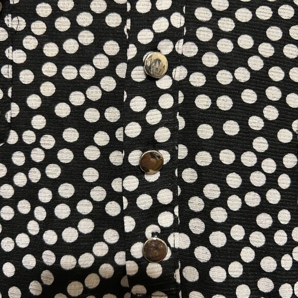 Cocomo Top Womens 3X Black White Polka Dot Stretchy Half Button Front Plus Size - Picture 4 of 7